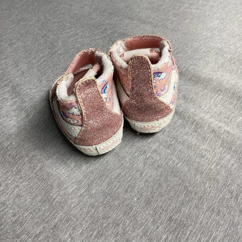 Infant Vans Size 2 Girl Rainbow Pink Sparkle High Top